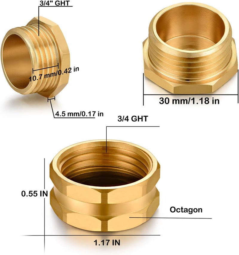 SIGURANTA garden hose cap, brass 3/4in hose covers and plugs, outdoor faucet covers, hose plug caps (5 Cap 5 Plug) - Image 2